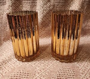 Valerie Set Of 2 Illuminated Mercury Glass Hurricanes From QVC New In Box